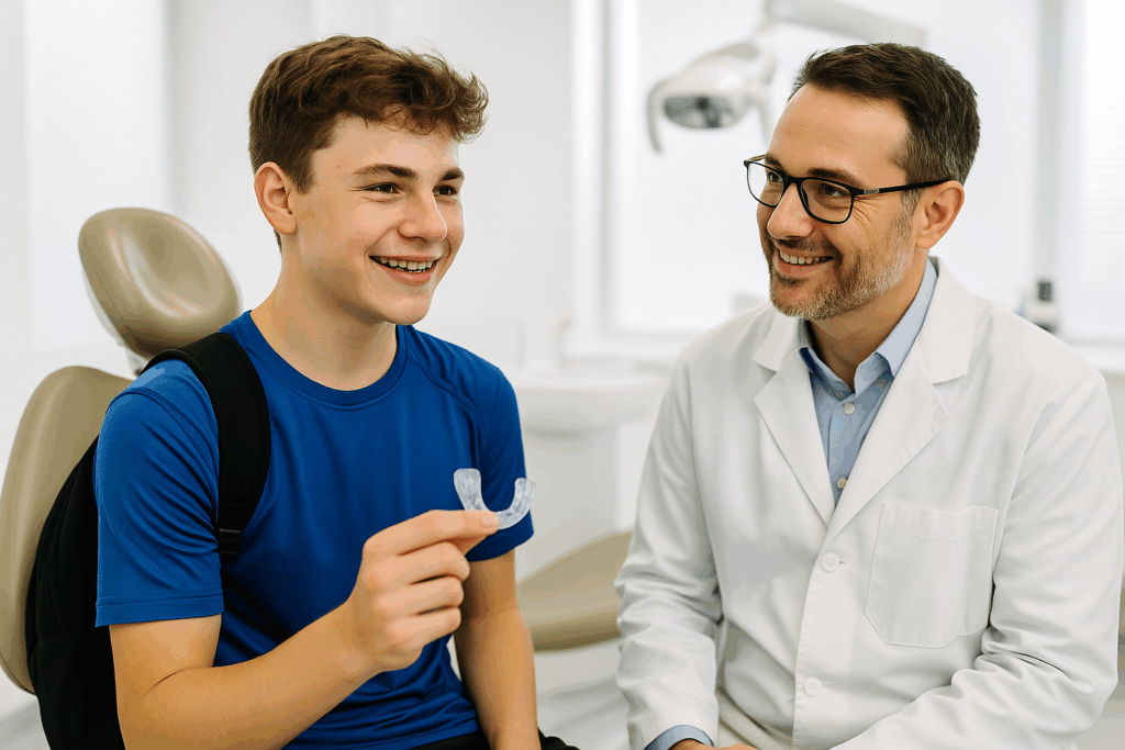 Orthodontie et sport : protecteur buccal recommandé par le Dr Bertrand Godet, orthodontiste à Lyon 1er